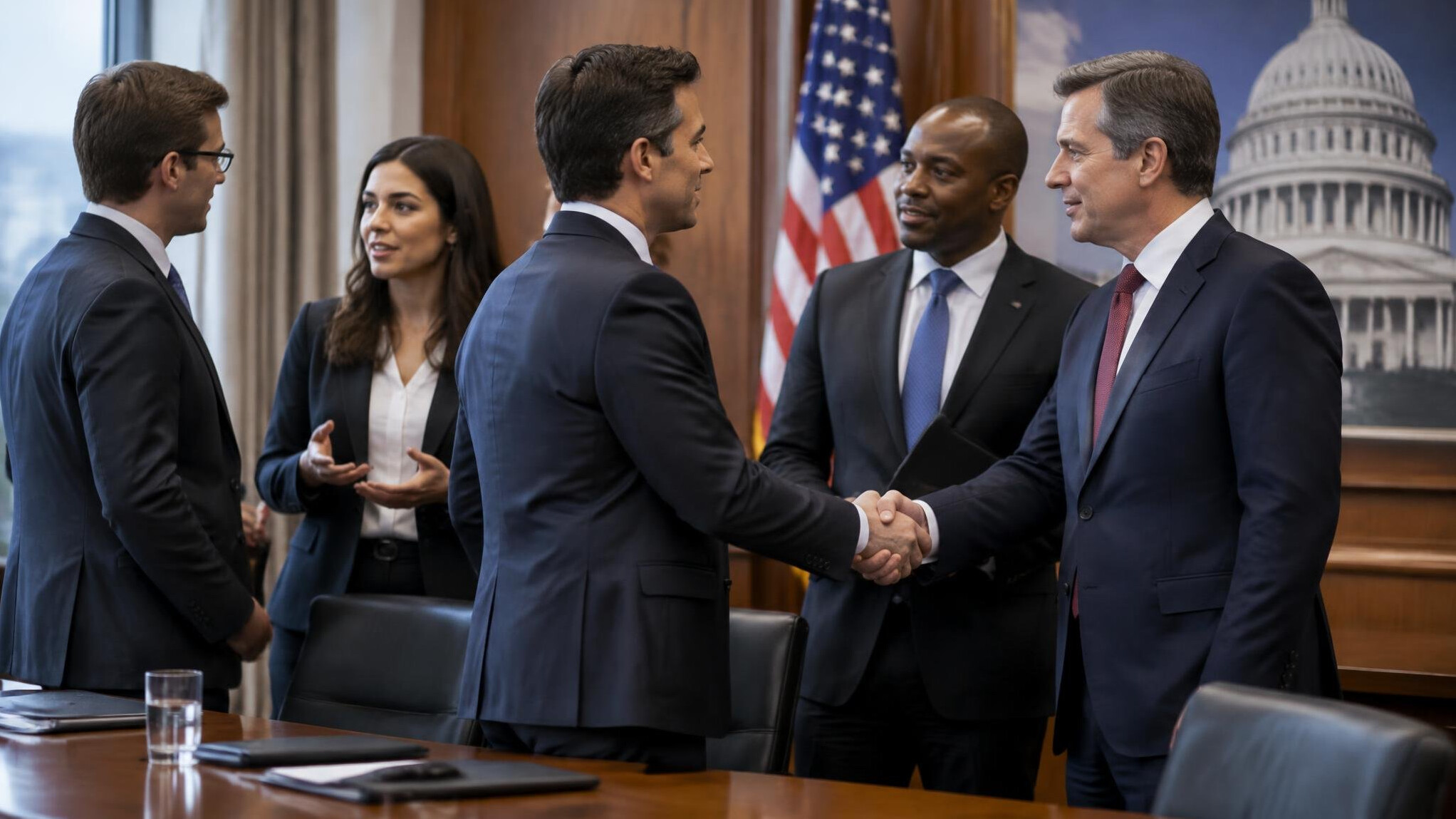 lobbyists in suits talking