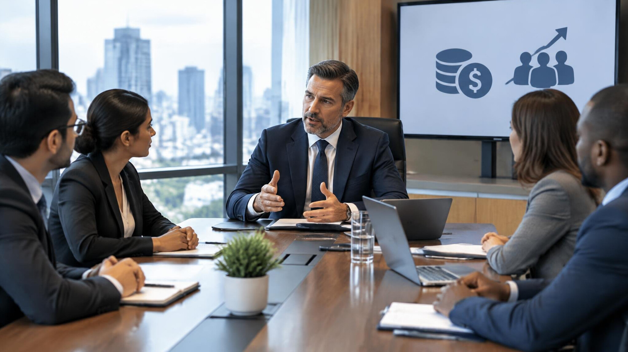 executive in boardroom meeting