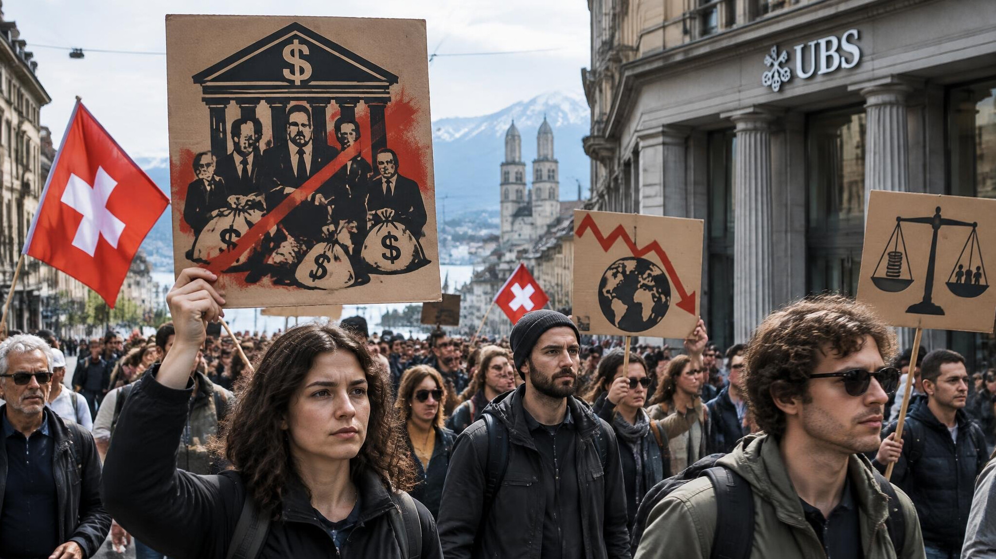 swiss protest against banks